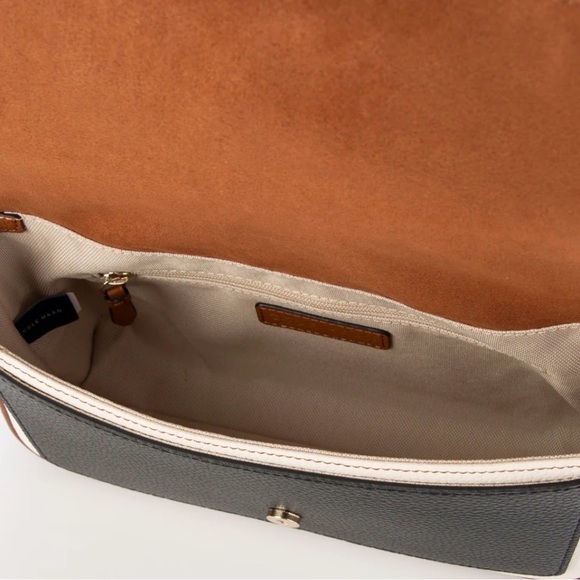 NEW Cole Haan Brown and Cream Leather Shoulder Bag w/long strap and dust bag - Picture 9 of 10